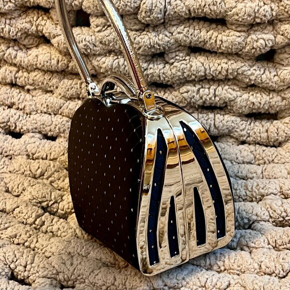 Joy Collection Small Black Hard Shell Evening Clutch Purse - Picture 2 of 16